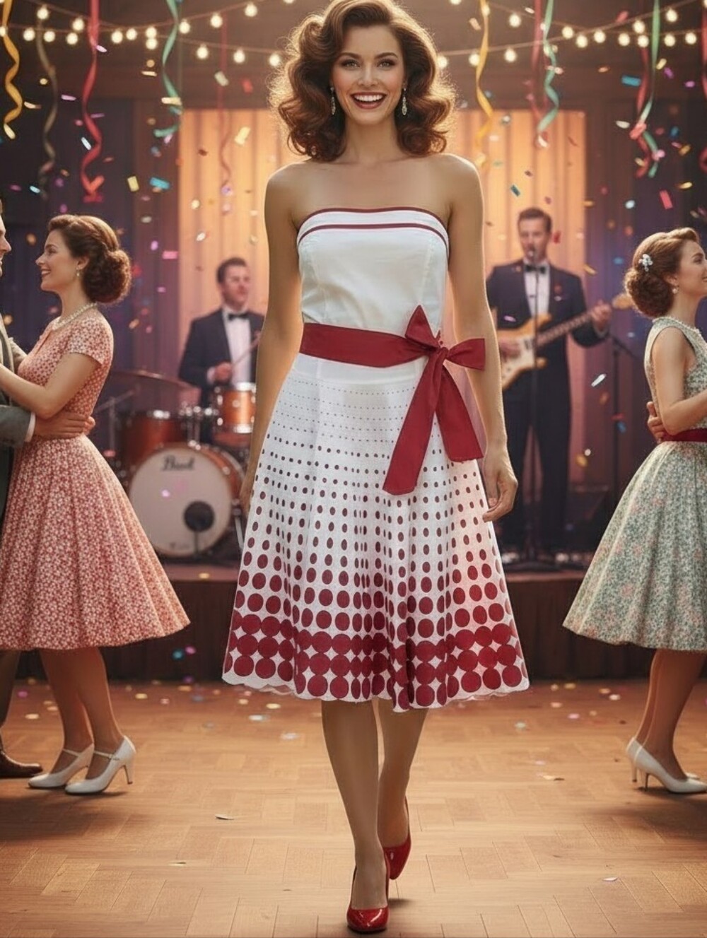 Ruby Rox 50's Style Retro Polkadot Dress - Size 3 Junior